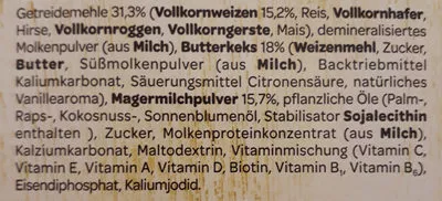 Liste des ingrédients du produit Brei mit Butterkeks Milupa 500 g