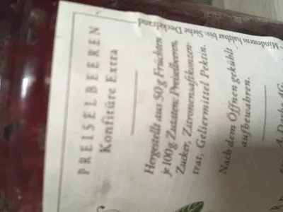 Liste des ingrédients du produit Wild Preiselbeeren Konfitüre Darbo 400 g