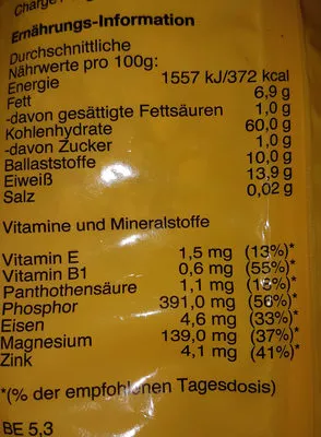 List of product ingredients Haferflocken Rupp 500g