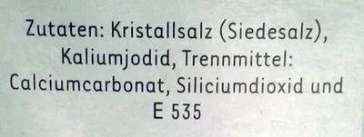Lista de ingredientes del producto Bad Ischler Kristallsalz fein und jodiert Bad Ischler 500g