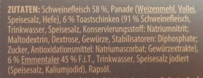 Lista de ingredientes del producto Schweins Cordon Bleu Billa 500 g