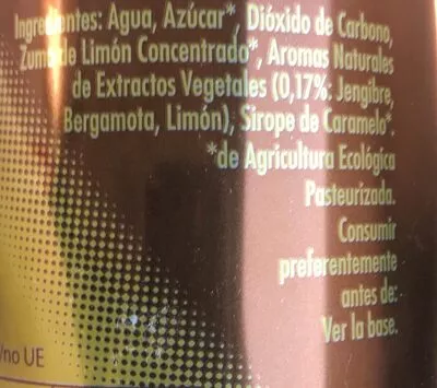 Lista de ingredientes del producto Organics ginger ale Red Bull 