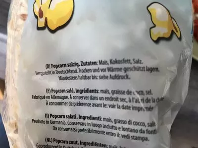 Liste des ingrédients du produit Popcorn Salted 200g Bag Snackline Snakeline 200 g