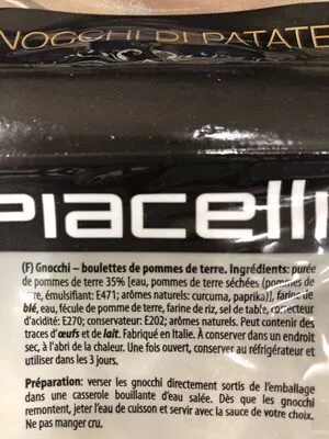 Liste des ingrédients du produit Gnocchi "di Patate" Aus Kartoffeln 1kg Blister Piacelli Piacelli 1 kg