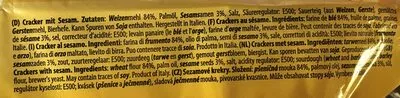 Lista de ingredientes del producto Cracker Mit Sesam 250g Packung Stiratini Stiratini 