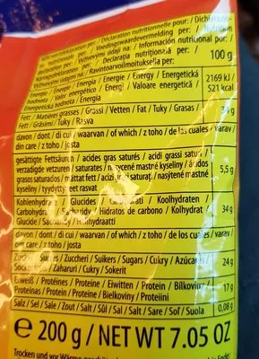 Lista de ingredientes del producto Studenten-futter Snackline 