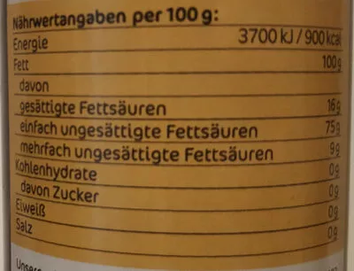 Liste des ingrédients du produit Natives Bio-Oliven Öl extra Öölmühle Fandler GmbH 500ml
