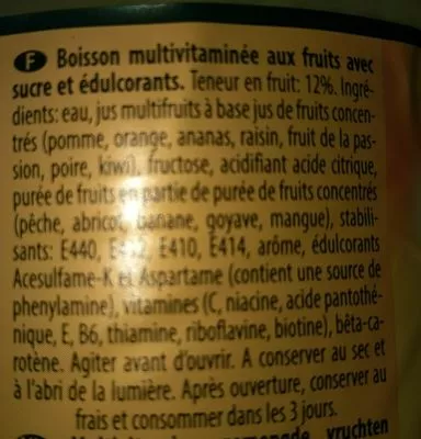 Lista de ingredientes del producto Multivit 1,5l Pet-flasche Fruity Fruity 