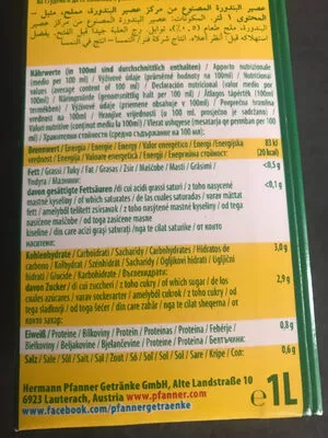 List of product ingredients Tomatensaft 1l Elopak Pfanner Pfanner 1litre