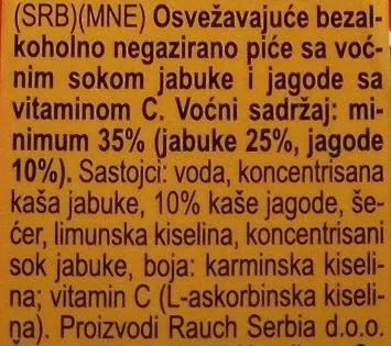 Lista de ingredientes del producto Strawberry Rauch 1l
