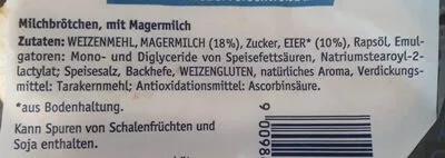 List of product ingredients Milchbrötchen Clever 480 g
