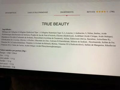 List of product ingredients True Beauty Women's Best 