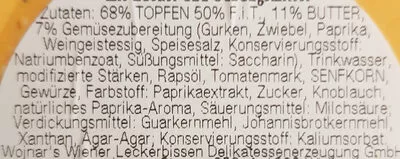 List of product ingredients Liptauer scharf Wojnar's 160g