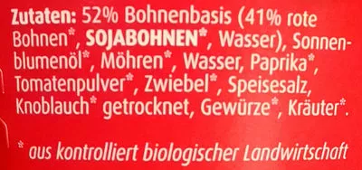 List of product ingredients Indianer Bohnen Aufstrich Wojnar's 150 g
