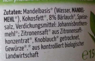 List of product ingredients Bärlauch Bio-Frischecreme Green Heart 150 g