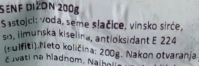List of product ingredients Dijon senf Mautner Markhof 200 g