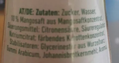 List of product ingredients Mautner Marhof Mangosirup  