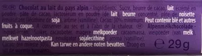Liste des ingrédients du produit Mini tablette Milka 29g