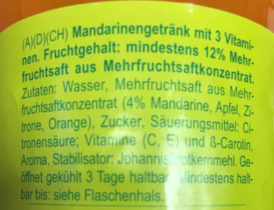 List of product ingredients Bravo Mandarine Rauch 1500ml