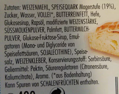 Lista de ingredientes del producto Kaffeekuchen Bäckerland 400 g