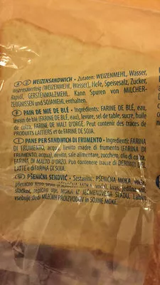 List of product ingredients Super Sandwich  750 g