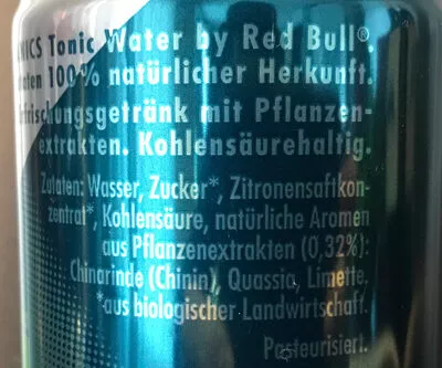 Liste des ingrédients du produit Organics Tonic Water Organics by Red Bull, Red Bull 250 ml
