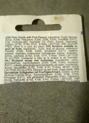 Lista de ingredientes del producto Fizzy Pez 