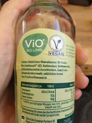 Lista de ingredientes del producto ViO BiO Limo Limette Und Gurke coca cola 0.3l
