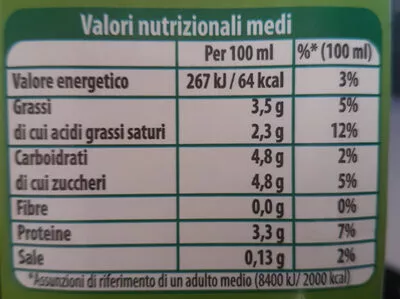 List of product ingredients Latte intero UHT biologico Bio 1L