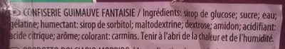Lista de ingredientes del producto Chamallows Haribo 
