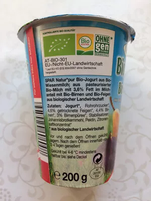 List of product ingredients Bio-Jogurt Birne-Feige Spar Natur pur 