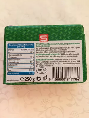 List of product ingredients Butter sBudget 250 g
