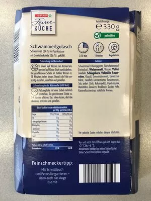 List of product ingredients Schwammerl-Gulasch mit Serviettenknödel Spar 330 g