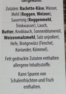 Liste des ingrédients du produit Hüttenbrot Spar 220g