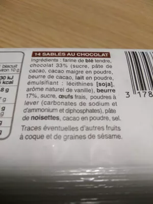 Liste des ingrédients du produit sablés chocolat Bonne Maman 14