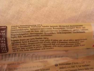 Liste des ingrédients du produit Pâte à Tarte Flambée Tante Fanny 260 g e