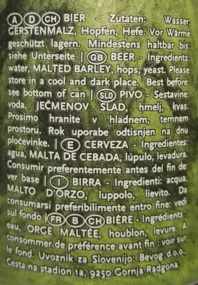 Lista de ingredientes del producto Kramah India Pale Ale Bevog 33cl