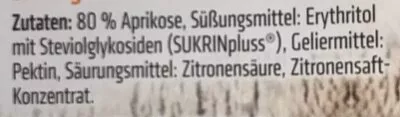 Liste des ingrédients du produit Sukrin Fruchtaufstrich, 80% Frucht, Aprikose, 2 X sukrin 260 g