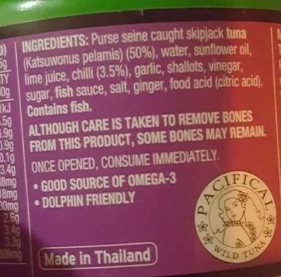 Liste des ingrédients du produit John West Street Asian Indonesian Sambal, Chilli & Tuna John West 85 g