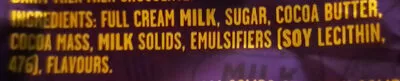 Lista de ingredientes del producto Chocolate Block Dairy Milk Cadbury 350g