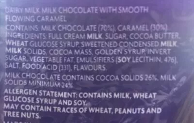 Lista de ingredientes del producto Cad Caramello Koala Share 180G Cadbury 180 g