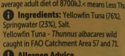 Liste des ingrédients du produit YellowFin Tuna Woolworths 