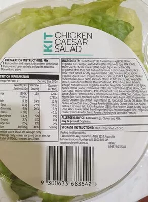 Liste des ingrédients du produit woolworths caesar salad  