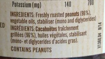 List of product ingredients Sanit Peanut BTR CRNC Nas#500g Sanitarium 