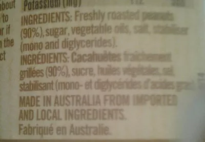 Liste des ingrédients du produit Crunchy Peanut Butter Sanitarium 