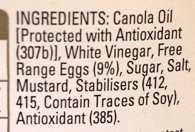 List of product ingredients Original mayonnaise Heinz 500 mL