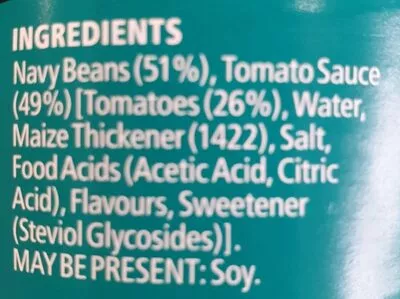 Lista de ingredientes del producto Heinz beans no sugar Heinz 300 g