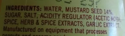 Liste des ingrédients du produit Mild American Mustard MasterFoods 250 g