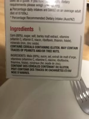 Lista de ingredientes del producto Corn Flakes Kelloggs 