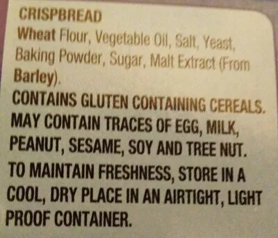 Liste des ingrédients du produit Salada Original Arnott's 250g